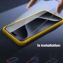 Lamicall Screen Protector for iPhone 15 Pro Max - [No White Edge] 2Pack, with Easy Mount Frame, Screen Protective Film, Anti-Fingerprint Protective Tempered Glass, Anti-Scratch, 9H