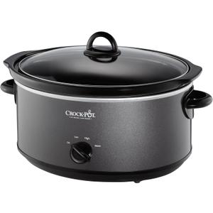 Crock-Pot 7-Quart Manual Slow Cooker, Family Size Serves 8+ People & Fits 6-lb Roast, Removable Stoneware with Warming Setting, Dishwasher Safe for Easy Cleanup, Charcoal