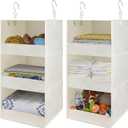 GRANNY SAYS 3-Shelf Hanging Organizer, Foldable Hanging Closet Storage, Closet Shelves Organizer for Camper, Beige, 29 " H X 12" W X 12" D, 2-Pack