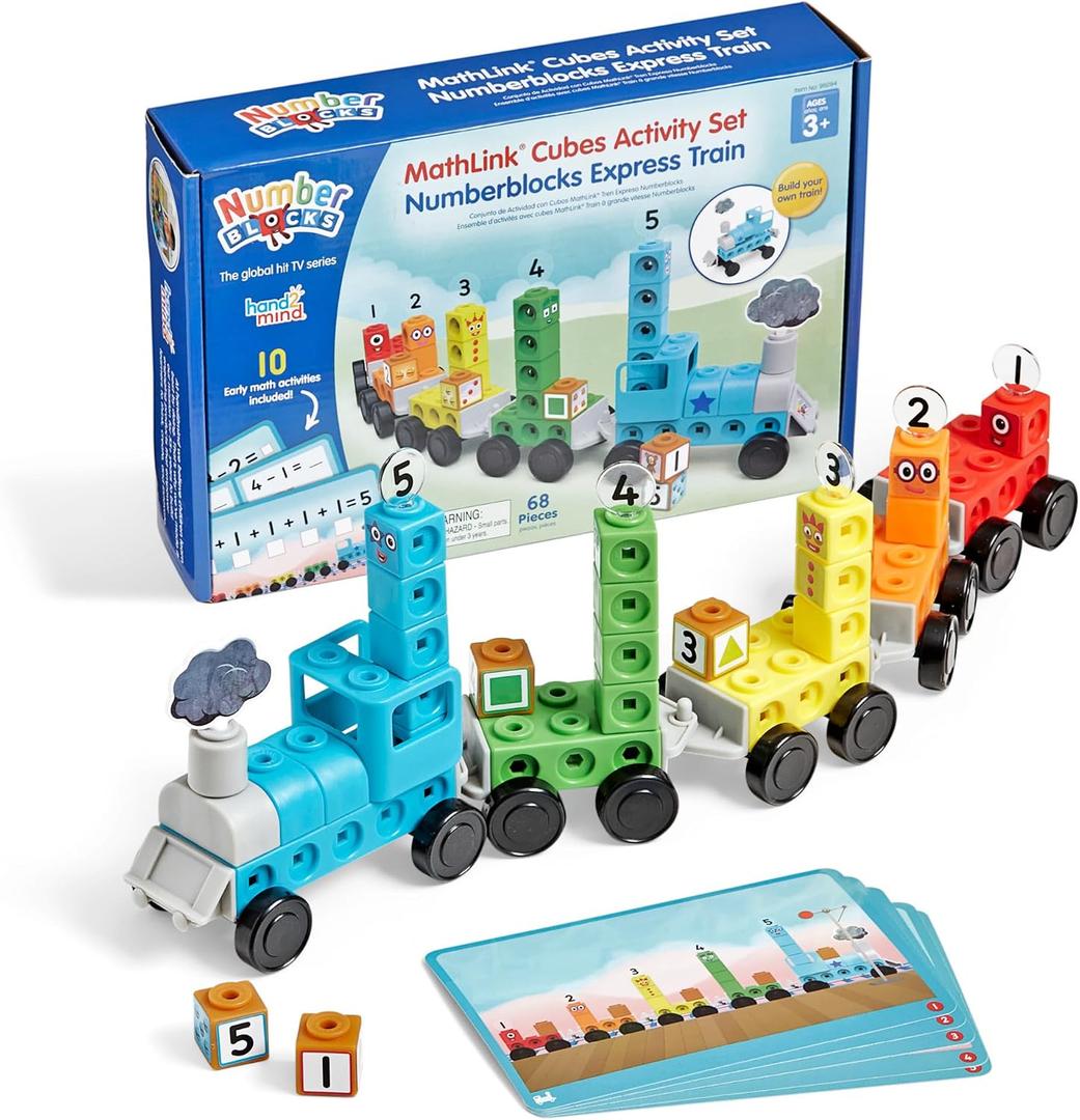 hand2mind Numberblocks Express Train MathLink Cubes Activity Set, Preschool Learning Activities, Train Toy, Counting Blocks, Number Toys, Kids Educational Toys, Math Manipulatives for Preschoolers, Medium