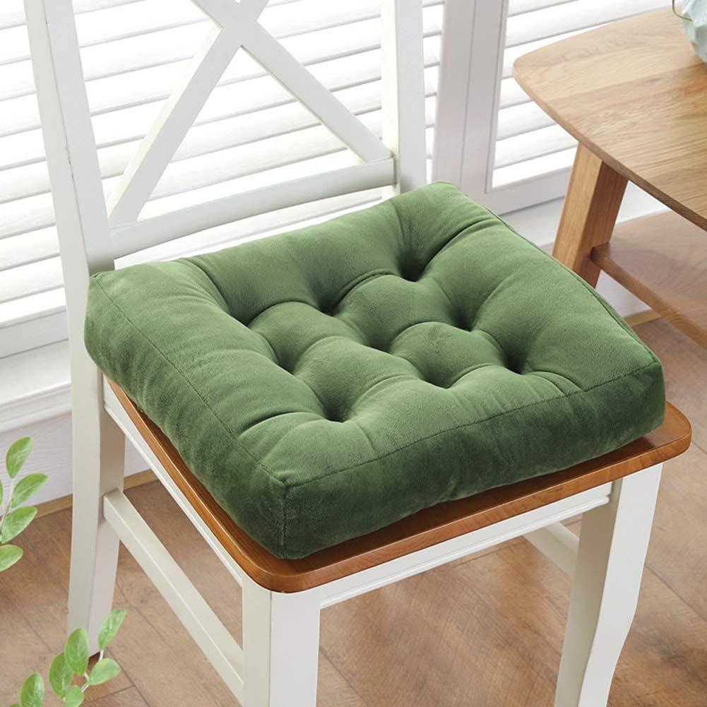 vctops Velvet Green Chair Pad Super Soft Plush Washable Square Seat Cushion for Kitchen Dining Room (Dark Green,18" x 18")