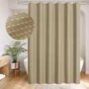 MitoVilla Extra Long Waffle Shower Curtain 72 x 84, Tan Farmhouse Fabric 84 inch Shower Curtain, Taupe Modern XL Shower Curtains for Bathroom Decor, Weighted Shower Curtain Set with Hooks