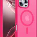 Magnetic for iPhone 16 Pro Case, [Compatible with MagSafe][Military-Grade Drop Protection][Anti-Yellowing] Shockproof Protective Translucent Matte Cover for iPhone 16 Pro Phone Case,Hot Pink