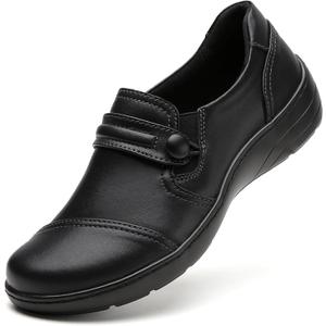 QAE Loafers for Women Orthopedic Loafers for Women Comfortable Women's Flat Slip-Ons Shoes for Dress Work Business Casual (6, Black)