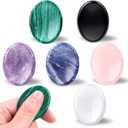 GolbalJew 6PCS Thumb Worry Stone for Anxiety Healing Crystals Sets, Hand Carved Crystals and Healing Stones, Meditation Crystal Reiki Natural Relax Palm Stone for Anxiety Therapy Relief