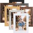 PETAFLOP 5x7 Picture Frame Set of 7, Wooden Rustic Photo Frames 5 by 7 for Tabletop and Wall Display, Assorted Colors