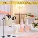 Therwen 20 Pcs Metal Table Numbers 1-20 Table Numbers for Wedding Reception 12 Inch Stainless Steel Party Desk Figure with Sturdy Holder Base for Banquet Wedding Party Event Catering(Black)