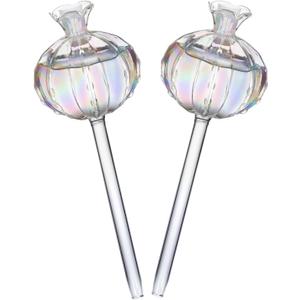 Valcatch 2 Pcs Plant Watering Globes, Plant Watering Globes with Corks Cactus Plant Watering Bulbs Planter Insert Watering Device Self Automatic Watering for Indoor & Outdoor Garden (Laser Pomegranate)
