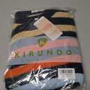 KIRUNDO Women's 2025 Fall Winter Striped Color Block Short Sweater Long Sleeve Crew Neck Casual Loose Knit Pullover Tops (Blue, XL)