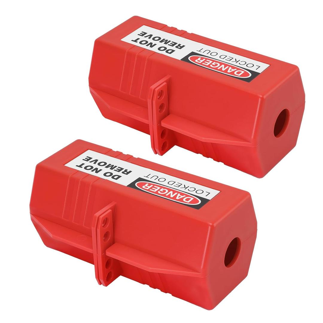 Electrical Plug Lock, 220 Volt Power Extension Cord Lockout Tagout Device, Large, Red, 2 Pack, 4042