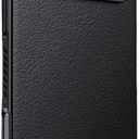 Large Window for iPhone 17 Pro Case,Luxury PU Leather & Hard PC,Heat Dissipation Breathable Bumper,Auto Focus Camera Lens Military Drop Protection Shockproof Cover,Black