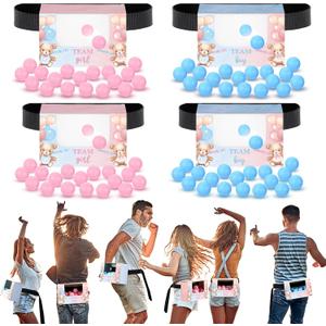 Lunmon 4 Sets Blue Pink Bear Gender Reveal Baby Shower Swing Shaking Balls Activity Set for Adult Novelty Twerk Includes 40 Balls, Ribbon & Cardboard Boxes Bridal Shower for Outdoors Indoors
