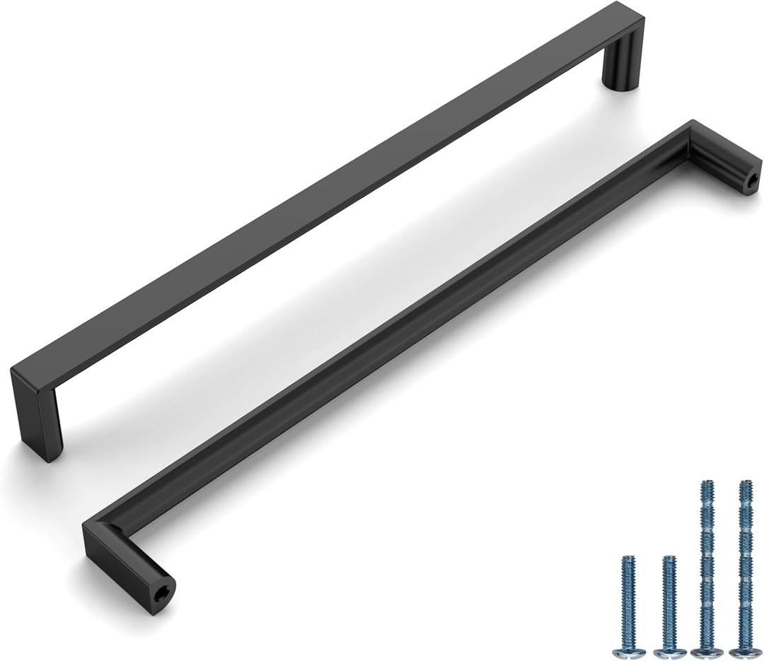 10 Pack 7.5 Inch(192mm) Kitchen Cabinet Handles Matte Black Cabinet Pulls Kitchen Cabinet Hardware Drawer Pulls for Cupboard Wardrobe (7.5"/192MM Hole Center)