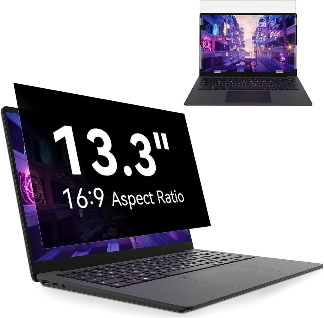 13.3 Inch Laptop Privacy Screen Compatible With Lenovo Hp Dell Acer Asus Thinkpad Envy Xps, 16:9 Aspect Removable Anti Glare Blue Light Filter Protector,13 in Computer Monitor Privacy Shield ([1 PACK] 13.3'' Privacy Screen (16:9))