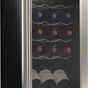 Nutrichef 15 Bottle Wine Fridge Red and White Wine Chiller Adjustable Temp Control 41F to 64F Ultra Quiet Operation Mini Wine Cooler Built for Home, Office, Kitchen Counter, 27x13x17 IN