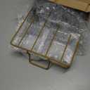 6 Clear Glass Serving Bowls Set with Gold Metal Rack Tray, Removable Condiment Dishes Serving Bowls Buffet Server Food Display Relish Tray for Fruit Dessert Appetizer Nuts Snacks Candy Chip Dip Bowl