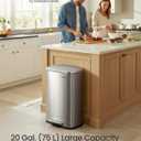 SONGMICS 20-Gallon (75 L) Trash Can, Stainless Steel Kitchen Garbage Can, Recycling or Waste Bin, Soft Close, Step-On Pedal, Removable Inner Bucket, Silver ULTB075EZ01