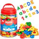 JoyCat 78 Pieces Magnetic Letters Numbers Alphabet Fridge Magnets ABC 123 Preschool Educational Learning Plastic Colorful Toy Set Uppercase Lowercase Math Symbols for Toddlers Kids 3+