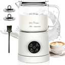 4-in-1 Milk Frother, Electric Milk Frother and Steamer with LED Touch Screen, Ceramic Lining Bottom, Milk Warmer 13.52oz for Lattes, Cappuccinos, and Macchiatos at Home, White