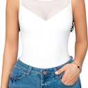 Avidlove Bodysuits for Women Summer Tops Mesh Crew Neck Leotards Shirts Sleeveless Going Out Bodysuit Tops (White, M)