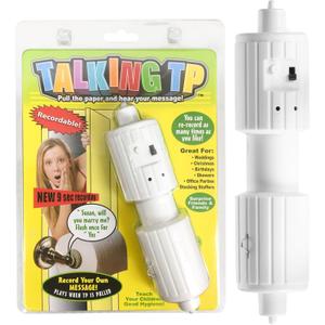 Talking Toilet Paper Spindle - Playful Prank Practical Jokes, Christmas Gag Gift with Customizable Messages, Fits All Holders, Record, Replay & Surprise, Easy 9-Second Recording Toilet Paper Spindle