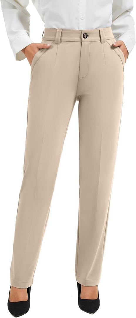 FUNYYZO Work Pants for Women Straight Leg Dress Pants for Business Outfits Medium
