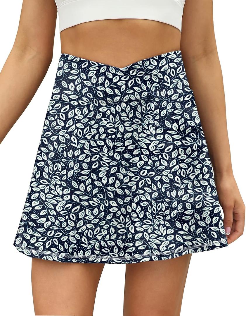 LouKeith Tennis Skirts for Women Pleated Crossover High Waisted Athletic Workout Golf Skorts Skirts with Shorts Pocket (Blue, S)