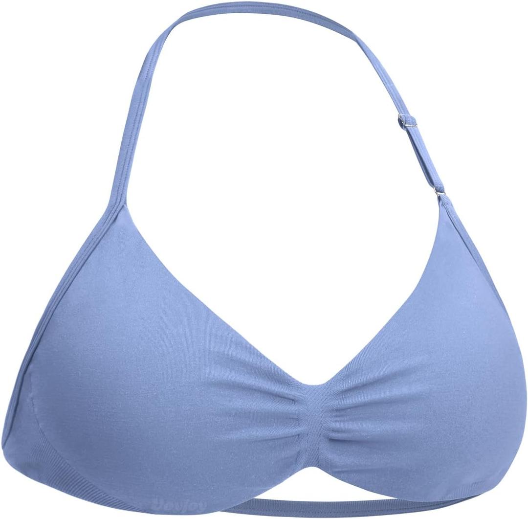 VOYJOY Impact Strappy Bra Sports Bras for Women Basic Crop Workout Sexy Tank Gym Yoga Bra (Blue, XL)