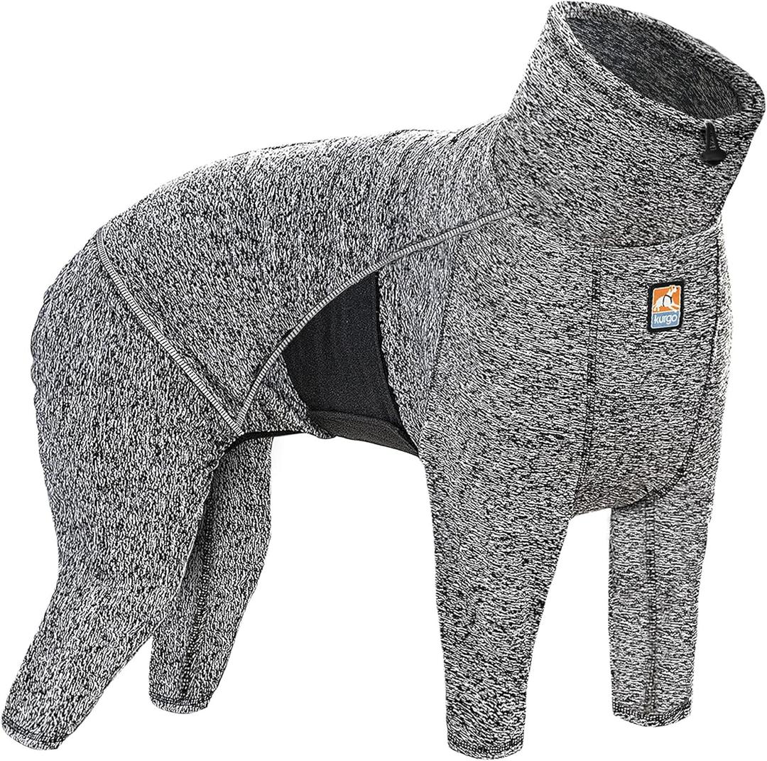 Kurgo Stowe Base Layer - Comfortable, Cold-Weather Pet Wear - Breathable Snug Fit - Dual-Zipper Dog Onesie - Reflective Side Seams - Dog Pajamas - Machine Washable - Large - Black/Grey (Large (Pack of 1))