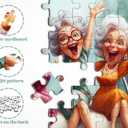 Fun Grandma Puzzles for Adults 1000 Pieces, Larkipuzz Retro Old Woman Puzzle Tree, Impossible Vintage Car Theme as Wall Art