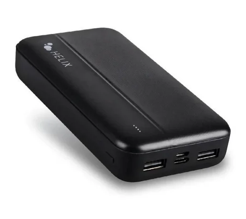 HELIX TurboVolt+ 10,000 mAh Power Bank USB-C & USB-A Ports, Black 