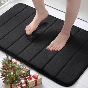 Ultra Soft and Non-Slip Bathroom Rugs, Water Absorbent and Machine Washable Bath Rug for Bathroom, Shower, and Tub, Black 20×30"