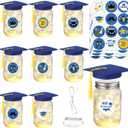 8 Pack 2026 Graduation Centerpieces for Tables Mason Glass Jar Centerpieces with LED Lights Graduation Party Decorations Set with Caps and Stickers for High School College Congrats Grad Decor Supplies