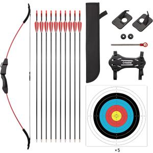 LWANO Bow and Arrow Set for Kids, Archery Beginner Gift with 10 Arrows, 5 Target Face, Ideal for Kids, Youths, Teens, Perfect for Left & Right Handers (Red)