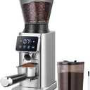 AMZCHEF Coffee Grinder, Coffee Bean Grinder for Home Use with Precise Grinding, LED Control Panel, Detachable Funnel Stand, Anti-static Design, 48 Grind Settings, Silver