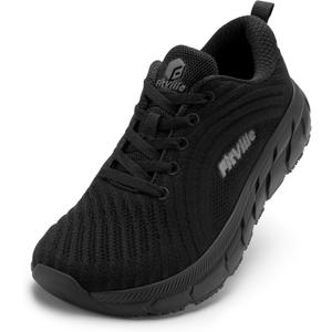 FitVille Wide Toe Box Shoes Women Comfortable Non Slip Wide Walking Shoes Women Swollen Feet Lightweight (All Black), Size: 10 Wide