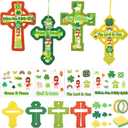 Gersoniel 24 Set St. Patrick's Day Cross Crafts Saint Patty's Day Hanging DIY Art and Craft Kits with Sticker Make Your Own Christian Irish Cross for Spring Sunday School Activity Supplies Decor