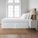 Cottingon Box Pleated Bed Skirt with Split Corners, 100% Microfiber Soft, Sheen & Luxurious Look, Tailored Drop Easy Fit, Queen 16", White