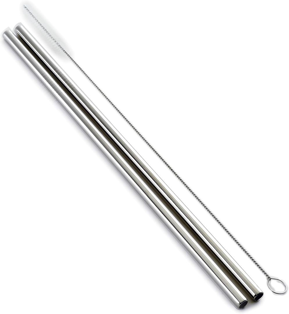 Norpro Stainless Steel 11-Inch Drinking Straws with Cleaning Brush Set of 12