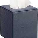 Sumnacon Tissue Box Cover Square Tissue Box Stylish PU Tissue Box Holder with Magnetic Bottom,Leather Cube Tissue Cover for Living Room Bathroom Bedroom Table Desk Home Office Car, Navy Blue