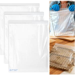 4 x Palksky Oven Rack Cleaning Bags, Heavy Duty No Scrub Oven Rack Cleaning Bags, Reusable Leak-Resistant PE Bags for Deep Soaking Grill Grates, BBQ Racks, No Cleaner Included, 3 Pack(15.7''*23.7'')