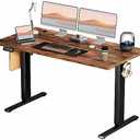 Yapamar Electric Standing Desk 55 Inch & Adjustable Height, 4 Memory Presets，Quiet Dual Motor for Office, Bedroom - Brown