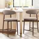COLAMY Bar Stools Set of 2, Counter Height Barstools, Upholstered Counter Stools with Wood Legs for Kitchen Island Dining Room, Camel