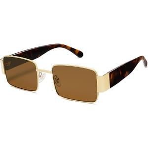 SOJOS Retro Fashion Rectangle Sunglasses Womens Mens Vintage Trendy Square Shades SJ1162 Gold/Brown