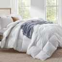 Globon Ultra-Soft Down Feather Comforter Queen Size,Luxurious Fluffy Hotel Collection Duvet Insert for All Season,Noiseless Shell,700 Filling Power,Medium Weight with Corner Tabs, White
