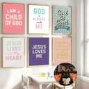 6Pcs Kids Bible Verse Wall Art Girls room Pictures Wall Decor Inspirational Christian Posters Prints Artwork for Living Room Bedroom nursery Home Decoration 12x16in Unframed