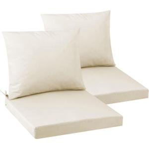 Outdoor Seat Cushion Set 24 x 24 In, Water-Resistant & Fade-Resistan, Patio Furniture Cushions with Removable Cover Deep Seat & Back Cushion with Handle and Adjustable Straps for Chair Sofa,2PC, 24*24*4+24*21inch (Black, XL)