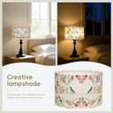 Drum Flower Lamp Shades for Table Lamps 12" Top x 12" Bottom x 8" High Linen Lampshade set of 2 Lamp Shade with E27 to E26/E14 Adapters for Floor Lamps Bedside Lamps, Assembly Required (pattern 9)