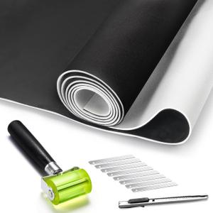 Suede Headliner Fabric Black 98 x 60 Inches with 4mm Thick Foam Backed Headliner Fabric for Car Suede Material Rubber Seam for Automotive auto Trucks Interior Repair