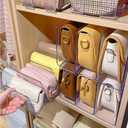 YAGELI Clear Acrylic Purse Organizer for Closet, 3-4 Section Desk File Sorter, 2.95" Wide Slots for Clutches, Handbags, Binders & Folders, Sturdy Stackable Bookshelf Organizer